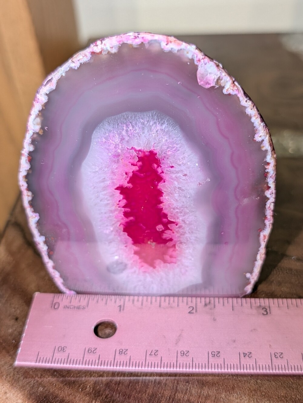 Agate Geode Sections Set of 3 Bright Pink - Picture 10 of 16